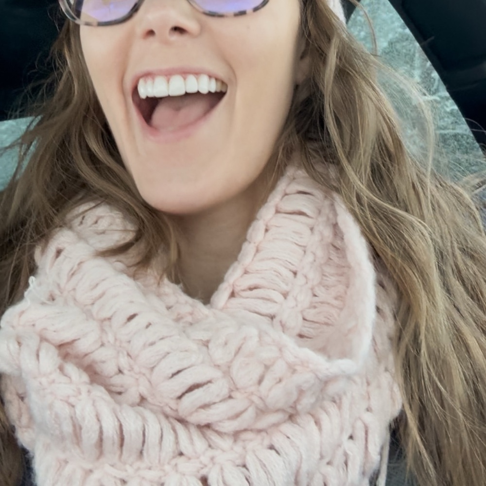 Elegant Pink Knit Scarf